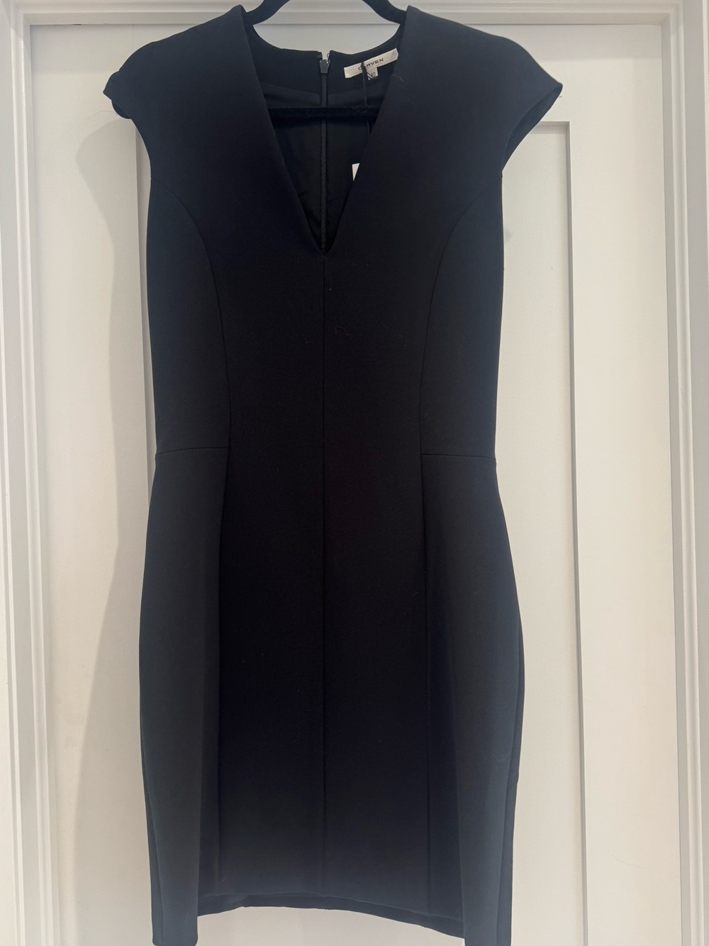 Classic Black Cap-Sleeve Sheath Dress